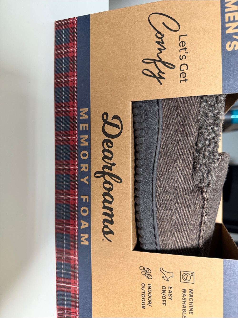 dearfoams Brown Herringbone Men’s Slip-On Slipper